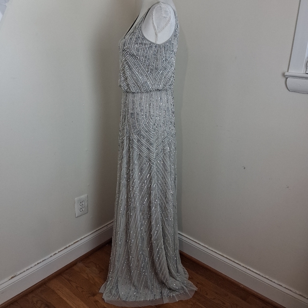 BHLDN Anthropology Fidelia Heavily Beaded Maxi Dress In Grey size 4 NWOT - Picture 6 of 15